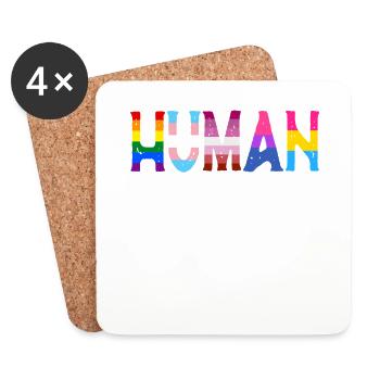 Drapeau LGBTQ humain - LGBTQ - Dessous de verre (lot de 4) - blanc - Devant