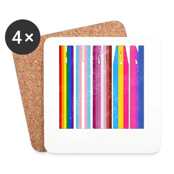 HUMAN in LGBTQ Flag Colors - LGBTQ Flag - Coasters (set of 4) - white - Front