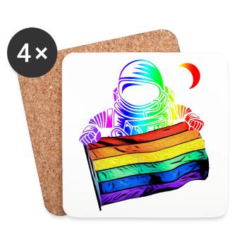LGBTQ Flagge Astronaut - LGBTQ - Untersetzer (4er-Set) - Weiß - Vorne