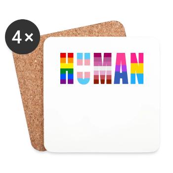 Coeur de drapeau LGBTQ HUMAIN - LGBTQ - Dessous de verre (lot de 4) - blanc - Devant