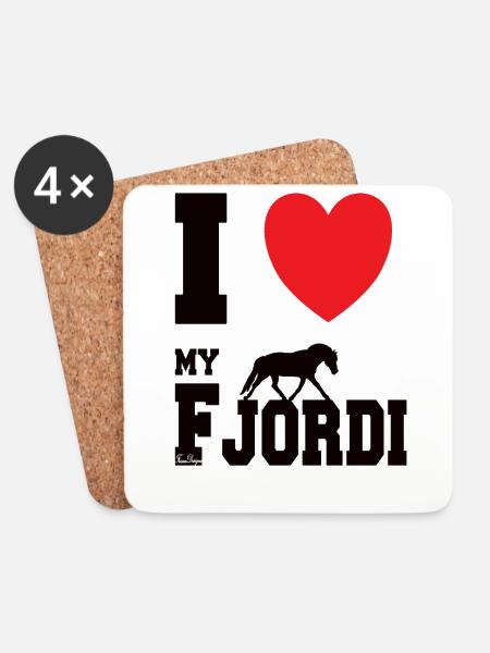 I Love my Fjordi, süßes Design - Untersetzer (4er-Set) - Weiß