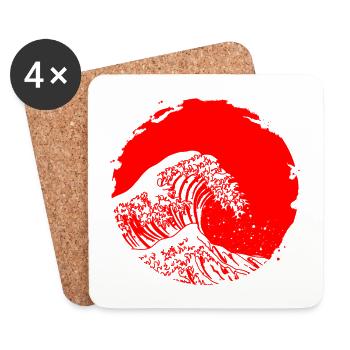 Japanese art the big wave design gift - Coasters (set of 4) - white - Front