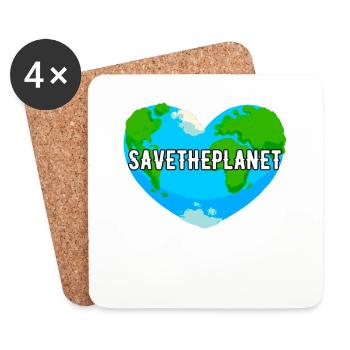 Save The Planet Durabilité Conservation de la nature - Dessous de verre (lot de 4) - blanc - Devant