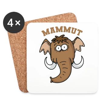 Mammoth with short trunk - Coasters (set of 4) - white - Front
