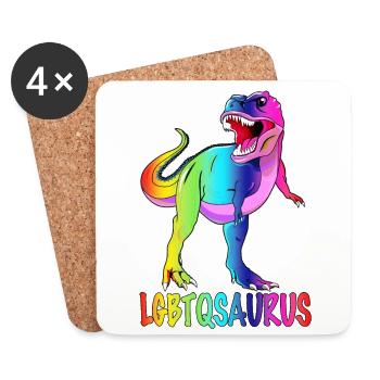 LGBT Dinosaurier - LGBTQ Stolz - Untersetzer (4er-Set) - Weiß - Vorne