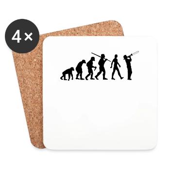 Posaune Evolution Posaunist - Untersetzer (4er-Set) - Weiß - Vorne