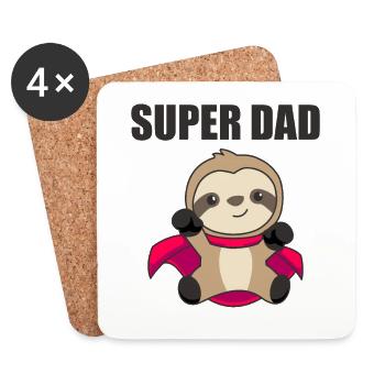 Super Dad hero funny sloth dad - Coasters (set of 4) - white - Front