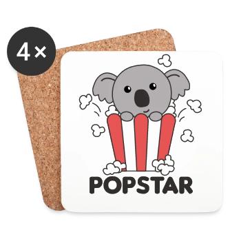 Koala Popcorn Time Funny Animal in Food - Coasters (set of 4) - white - Front