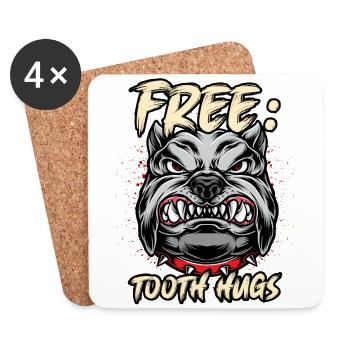 Pitbull dents dent gratuit - Dessous de verre (lot de 4) - blanc - Devant