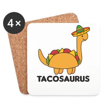 Tacosaurus Cinco De Mayo Dinosaur Funny Dino - Coasters (set of 4) - white - Front
