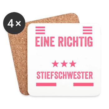 Coole Stiefschwester Geschenk - Untersetzer (4er-Set) - Weiß - Vorne