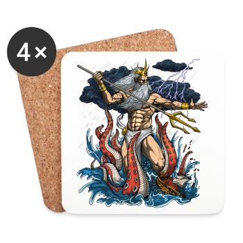Dieu grec Poséidon - Dessous de verre (lot de 4) - blanc - Devant