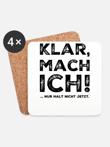 Klar mach ich Fun Spruch - Untersetzer (4er-Set) - Weiß