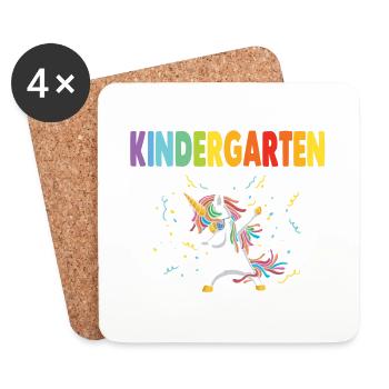 Kindergarten Kita Tagesmutter Einhorn - Untersetzer (4er-Set) - Weiß - Vorne