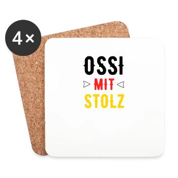 Ossi mit Stolz Mauerfall Wiedervereinigung DDR - Untersetzer (4er-Set) - Weiß - Vorne