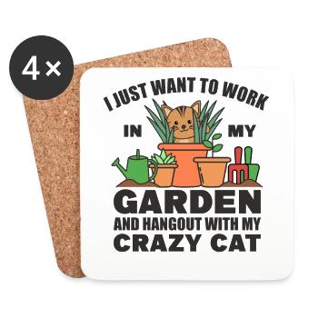 I just want to work in my garden cat - Dessous de verre (lot de 4) - blanc - Devant
