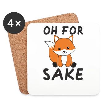Oh pour Fox Sake drôle renard jeu de mots - Dessous de verre (lot de 4) - blanc - Devant