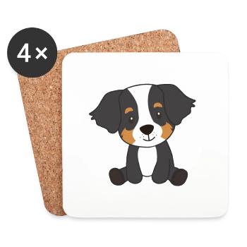Hund süßer Welpe Berner Sennenhund Hunde - Untersetzer (4er-Set) - Weiß - Vorne