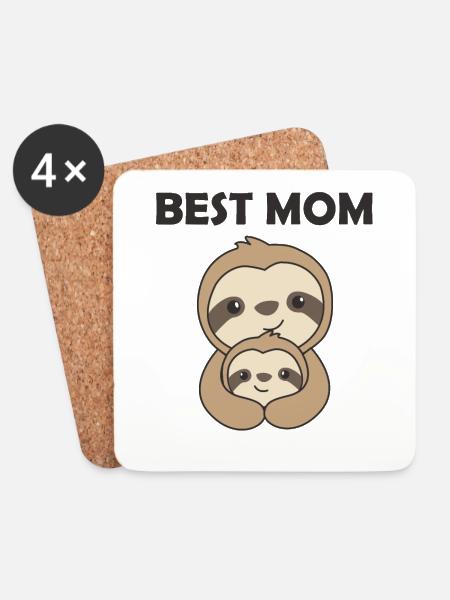 Beste Mama Faultier Mom mit Kind Mutter Muttertag - Untersetzer (4er-Set) - Weiß