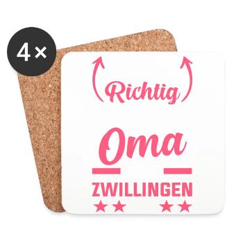 Oma Von Zwillingen Zwillingsoma - Untersetzer (4er-Set) - Weiß - Vorne