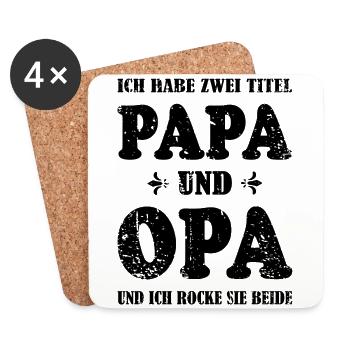 Für Papa und Opa - Untersetzer (4er-Set) - Weiß - Vorne