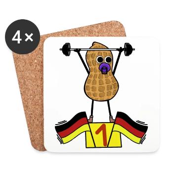 Peanut Baby Athlete Weights Training German - Coasters (set of 4) - white - Front
