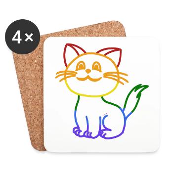 Chat LGBT Gay Pride gay tolérance Anders - Dessous de verre (lot de 4) - blanc - Devant
