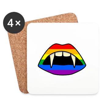 LGBT lèvres vampire drapeau arc-en-ciel Gay Pride - Dessous de verre (lot de 4) - blanc - Devant