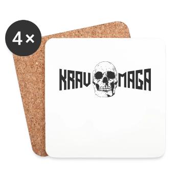 Krav Maga avec tête de mort - Dessous de verre (lot de 4) - blanc - Devant