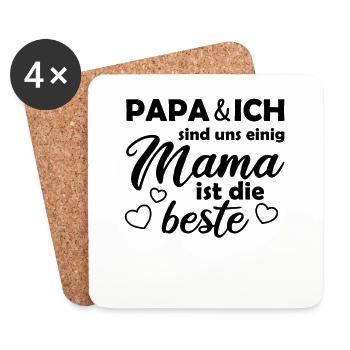 Muttertag Mama ist die Beste Mutter - Untersetzer (4er-Set) - Weiß - Vorne
