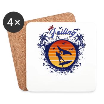 Wing Foiling sky wing gift - Coasters (set of 4) - white - Front