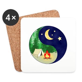 Wald Wandern Zelten Yin Yang Natur Nacht - Untersetzer (4er-Set) - Weiß - Vorne