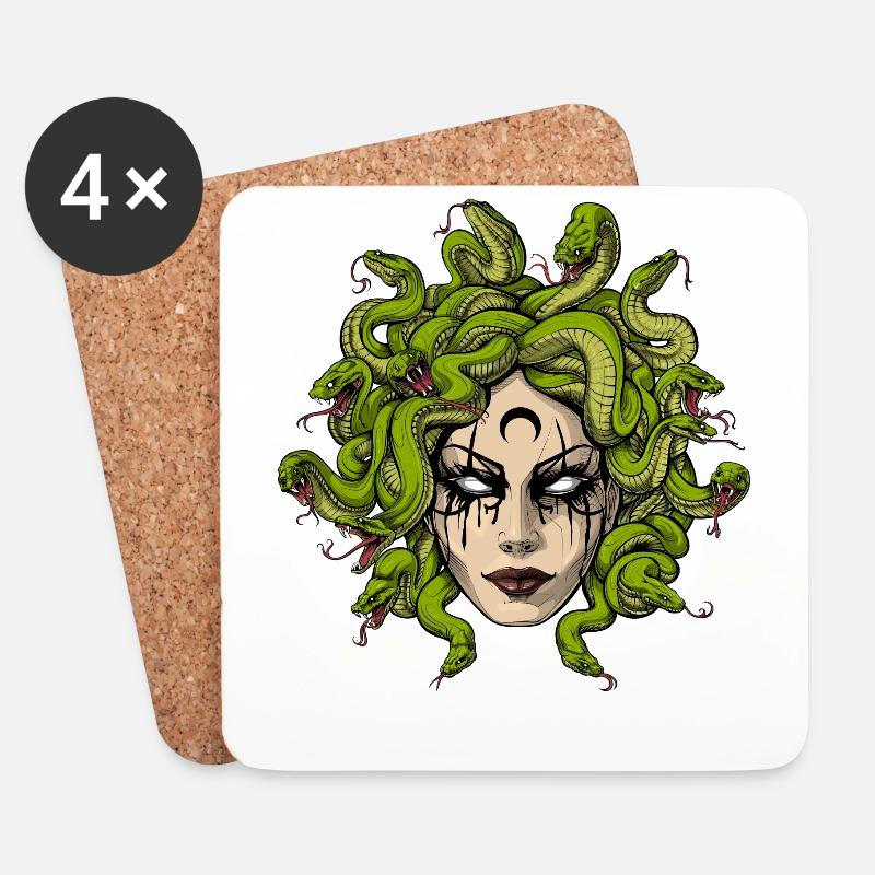 Medusa Head - Untersetzer (4er-Set) - Weiß