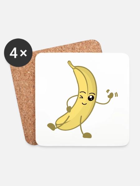 Banane Lustig - Untersetzer (4er-Set) - Weiß