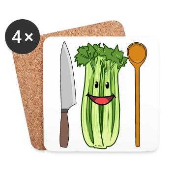 Celery vegetables celery celery kitchen knife chef - Coasters (set of 4) - white - Front