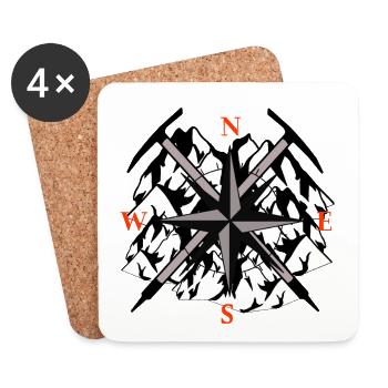 Mountain Peak Mountain Compass Pickaxe Mountain Sports - Coasters (set of 4) - white - Front