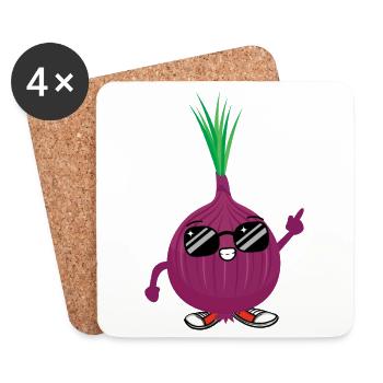 Cool onion - Coasters (set of 4) - white - Front