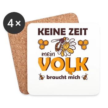 Keine Zeit mein Volk braucht mich Imker Biene - Untersetzer (4er-Set) - Weiß - Vorne