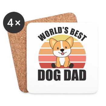 Worlds Best Dog Dad süßer Hund Corgi - Untersetzer (4er-Set) - Weiß - Vorne
