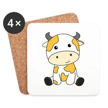 Kuh Banane Kawaii Retro japanisch Bananen Kühe - Untersetzer (4er-Set) - Weiß - Vorne