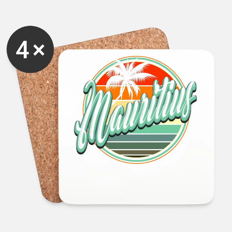 SommerStrandurlaub - Mauritius - Untersetzer (4er-Set) - Weiß