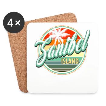 Summer Beach Holiday - Sanibel Island - Coasters (set of 4) - white - Front