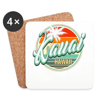 Vacances d’été à la plage - Kauai Hawaii - Dessous de verre (lot de 4) - blanc - Devant