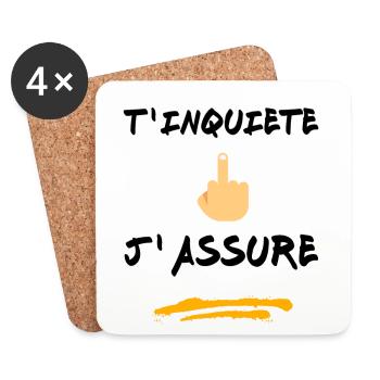 T inquiète j assure - Dessous de verre (lot de 4) - blanc - Devant