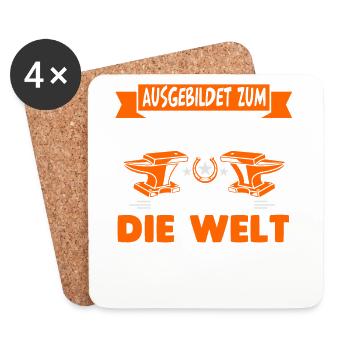 Hufschmied Hufschmiede Hufbeschlagschmied - Untersetzer (4er-Set) - Weiß - Vorne
