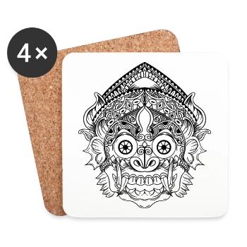 Aztec Symbol Mask Tattoo Design Gift Idea - Coasters (set of 4) - white - Front