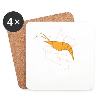 Origami Shrimp als Papierform - Untersetzer (4er-Set) - Weiß - Vorne
