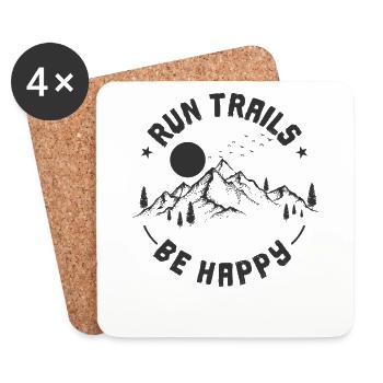 Traillauf Run Trails Be Happy - Untersetzer (4er-Set) - Weiß - Vorne