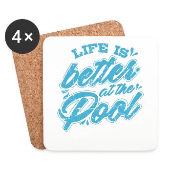 Schwimmen Life is Better at the Pool - Untersetzer (4er-Set) - Weiß - Vorne