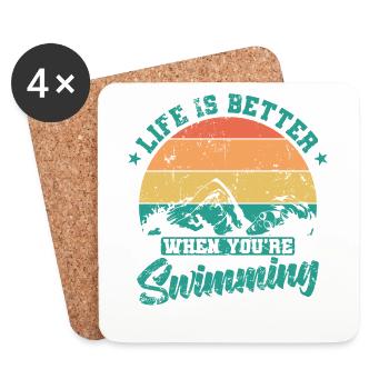 Schwimmen Life is Better When You're Swimming - Untersetzer (4er-Set) - Weiß - Vorne